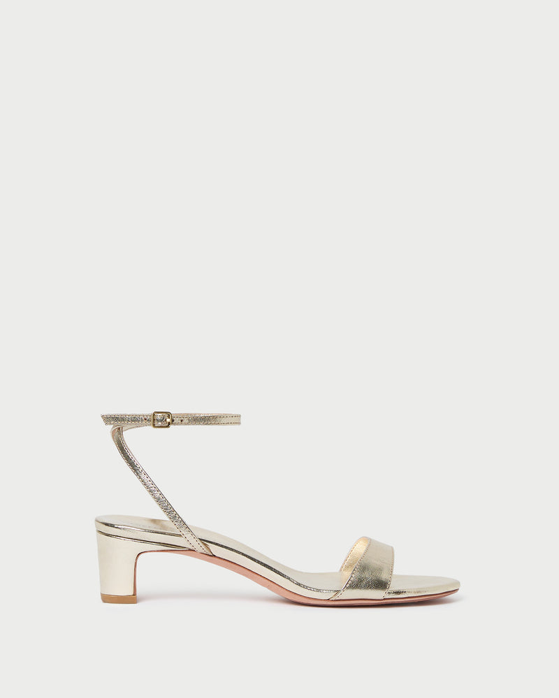 Alice Champagne Leather Sandal in champagne Italian metallic leather