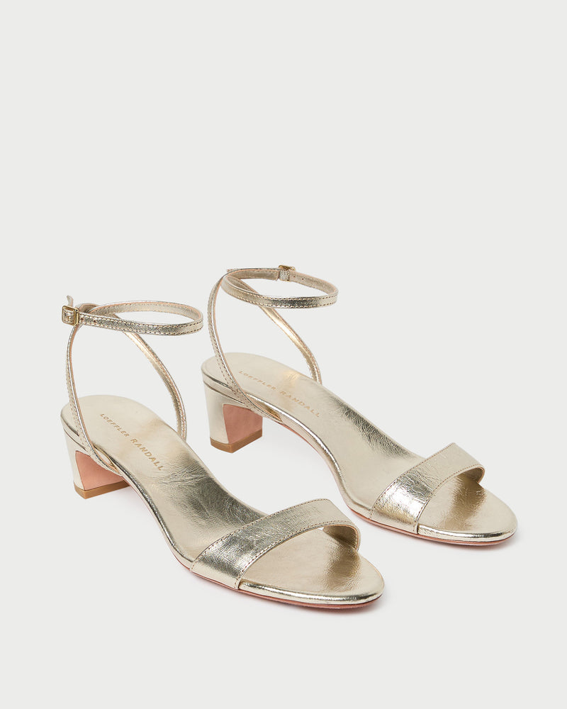 Alice Champagne Leather Sandal in champagne Italian metallic leather