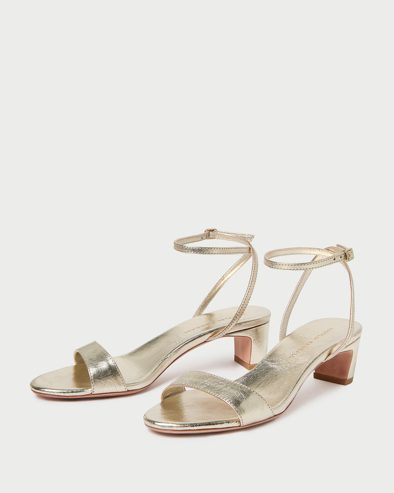 Alice Champagne Leather Sandal in champagne Italian metallic leather
