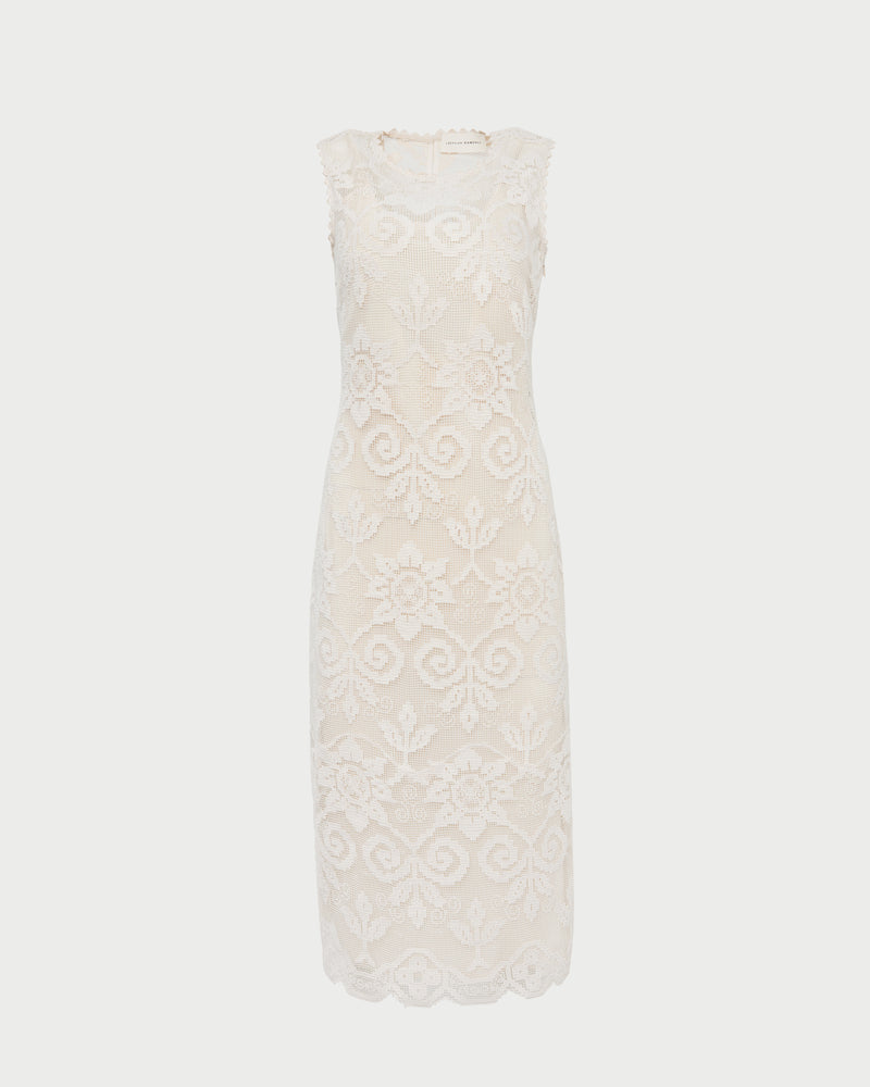 Camille Lace Dress in cream floral lace