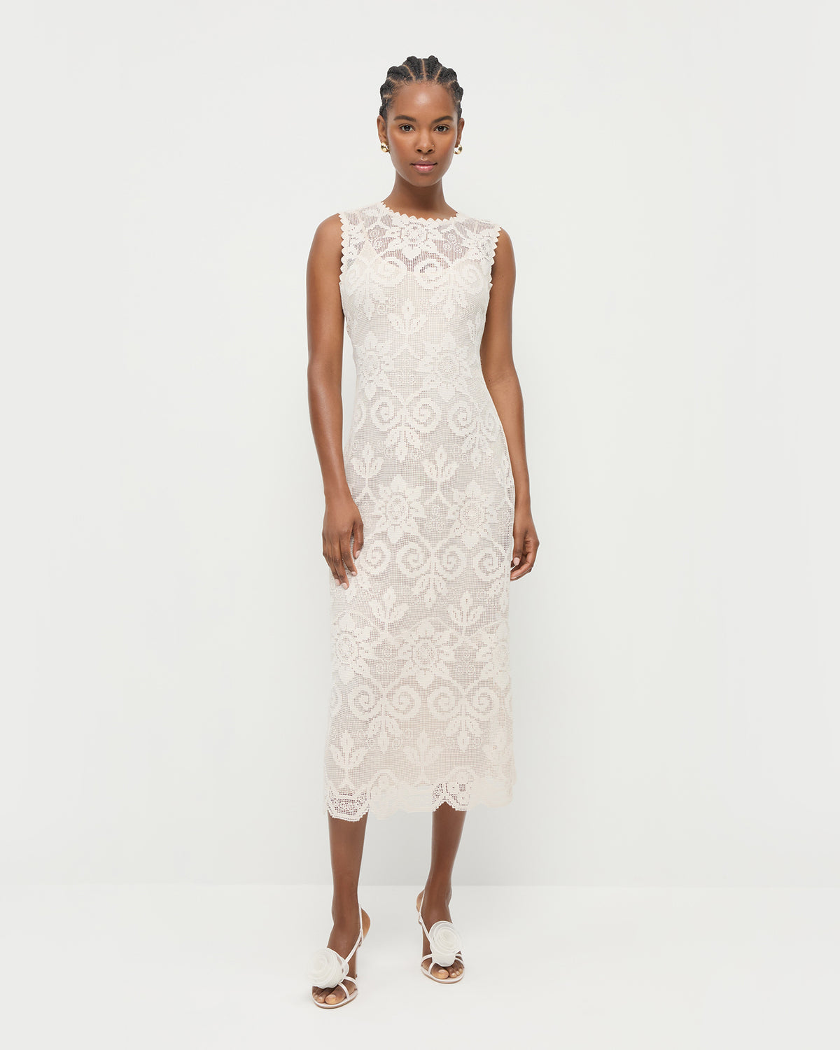 Camille Lace Dress in cream floral lace