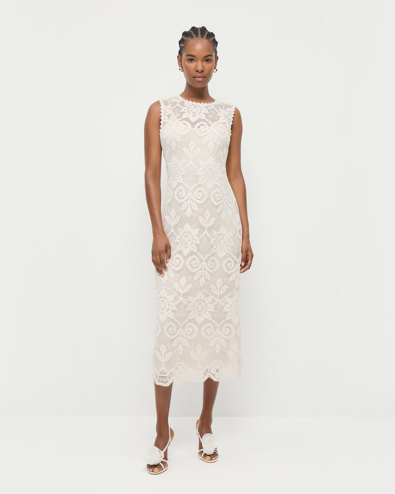 Camille Lace Dress in cream floral lace