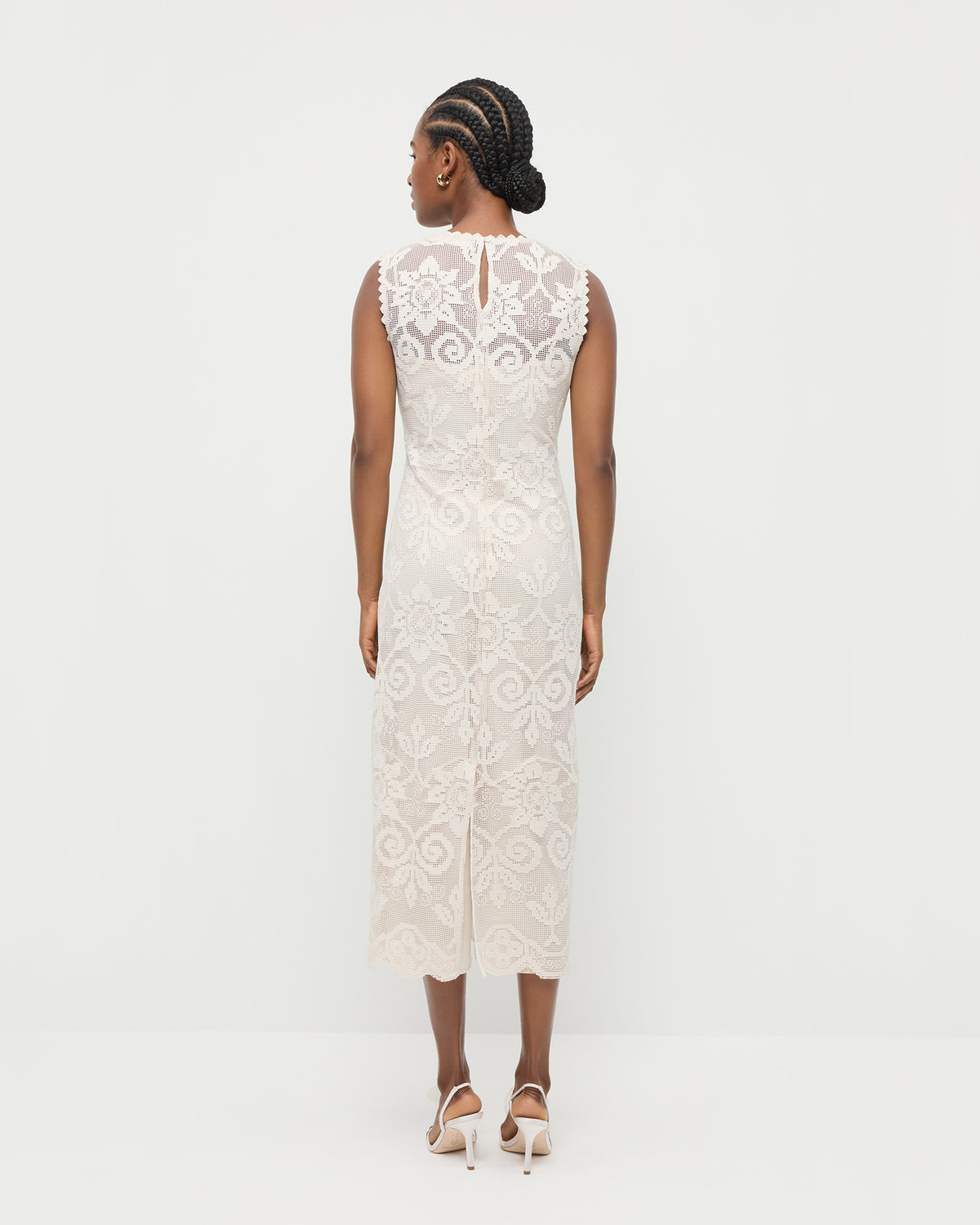 Camille Lace Dress in cream floral lace