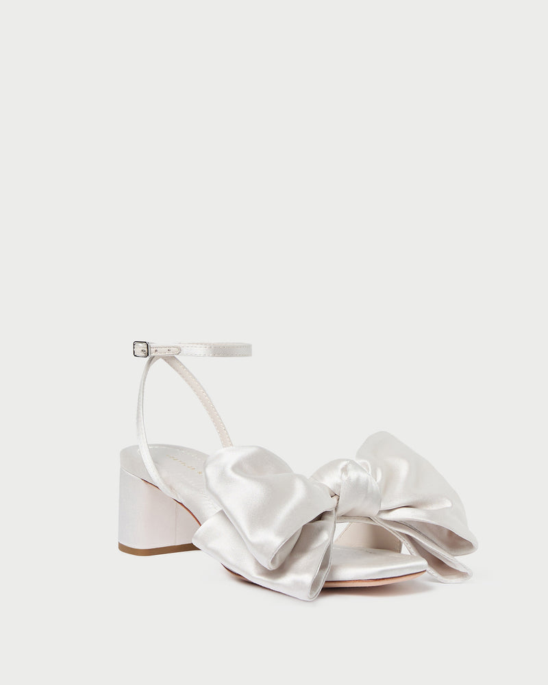 Carmen Cream Satin Bow Sandal in cream Italian satin