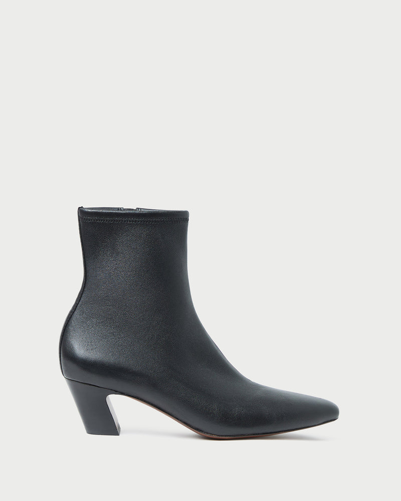 Doria Black Leather Ankle Boot in black leather.