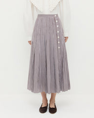 Emlyn Dark Brown Gingham Pleated Midi Skirt | Apparel