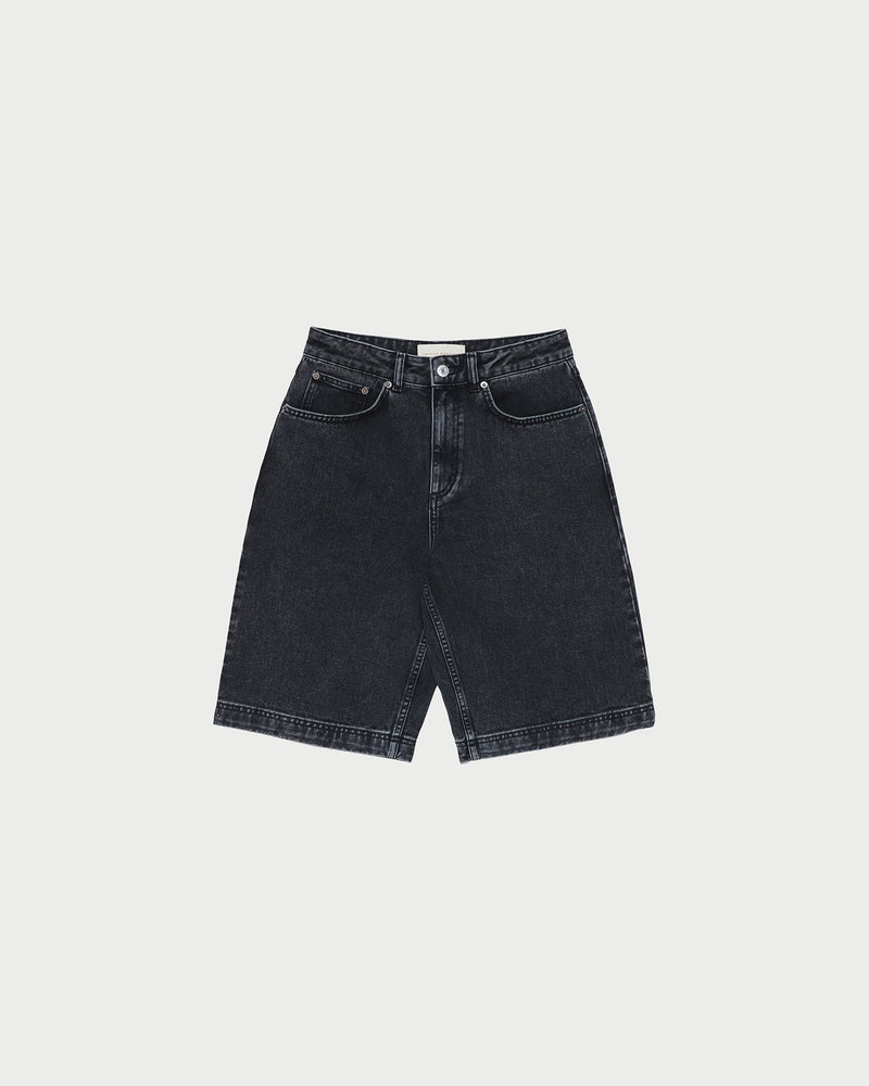 Everett Denim Short in washed black denim.