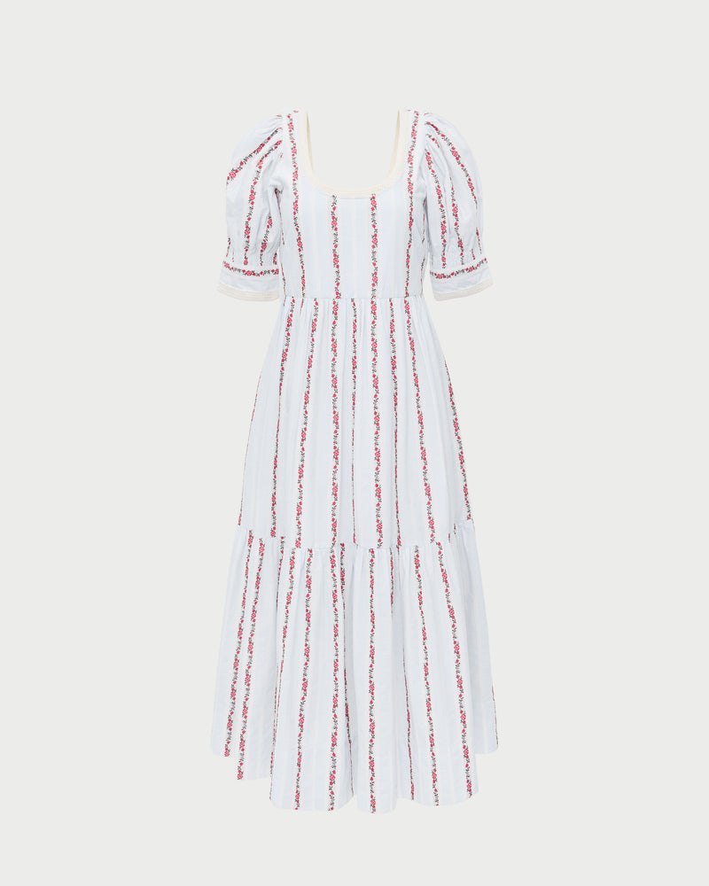 Color: Blue/Red Floral Stripe