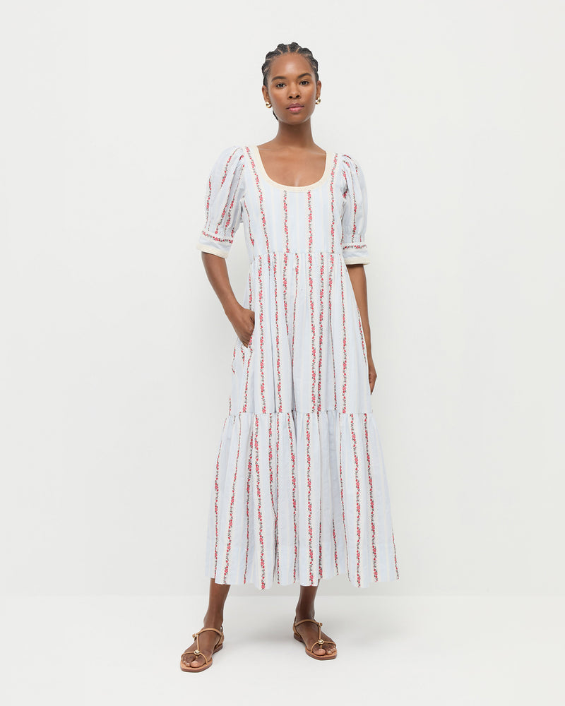 Color: Blue/Red Floral Stripe