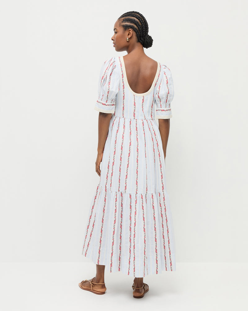 Color: Blue/Red Floral Stripe