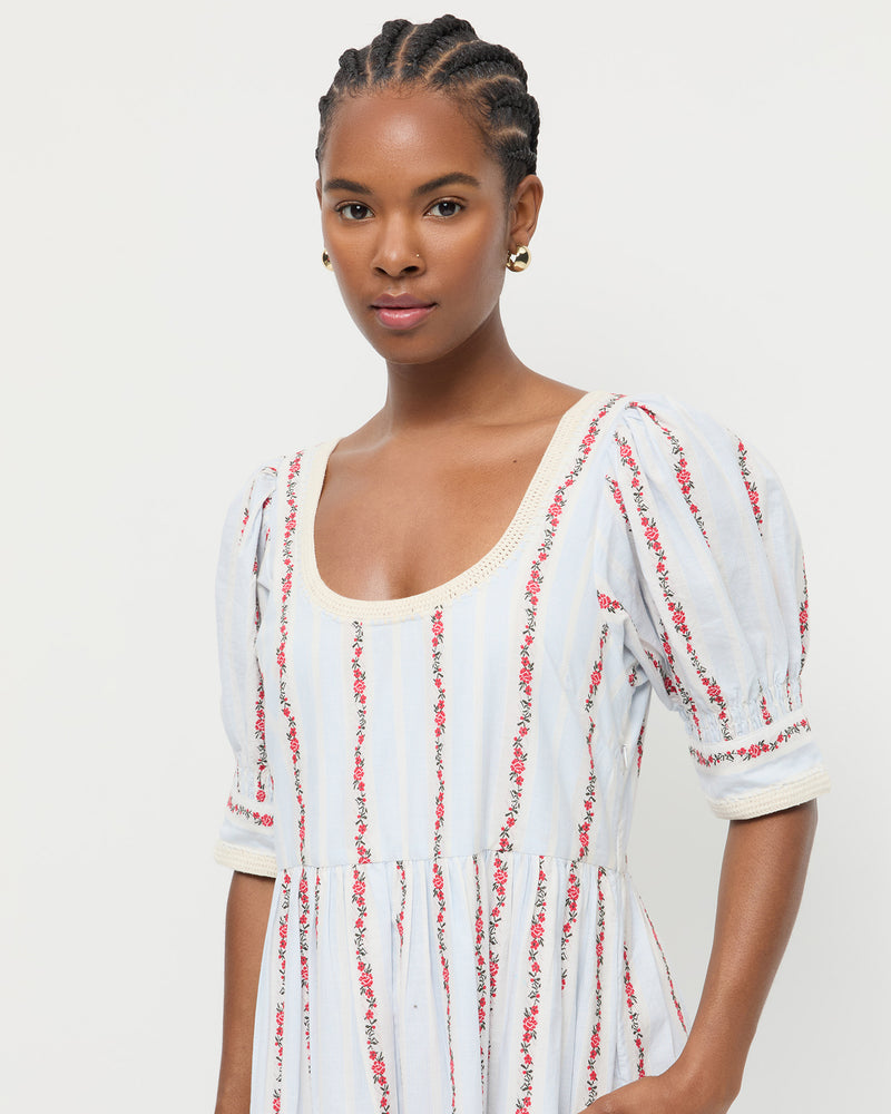 Color: Blue/Red Floral Stripe