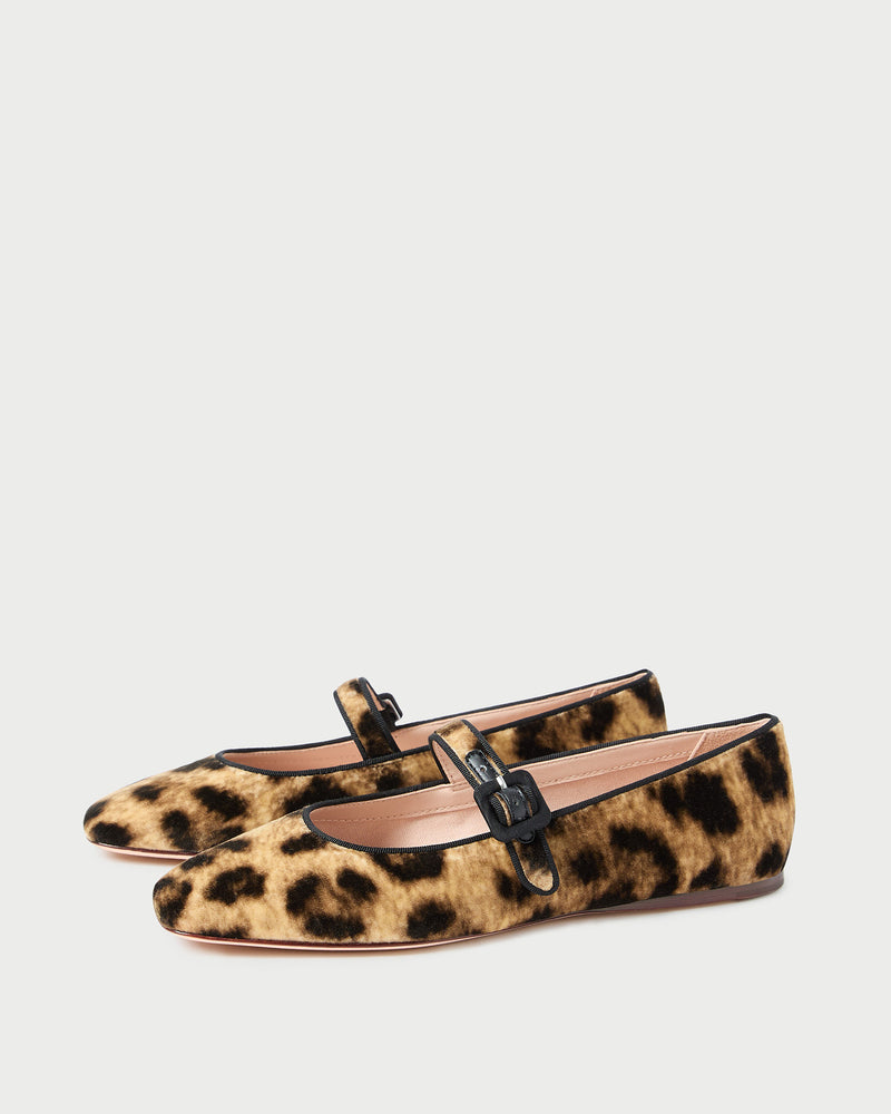 Ginger Leopard Velvet Mary Jane in leopard print velvet.