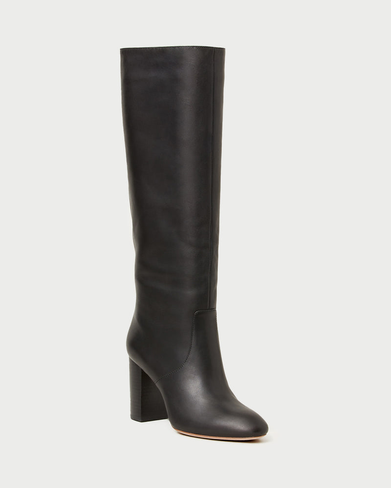 Goldy Black Leather Tall Boot in black leather.