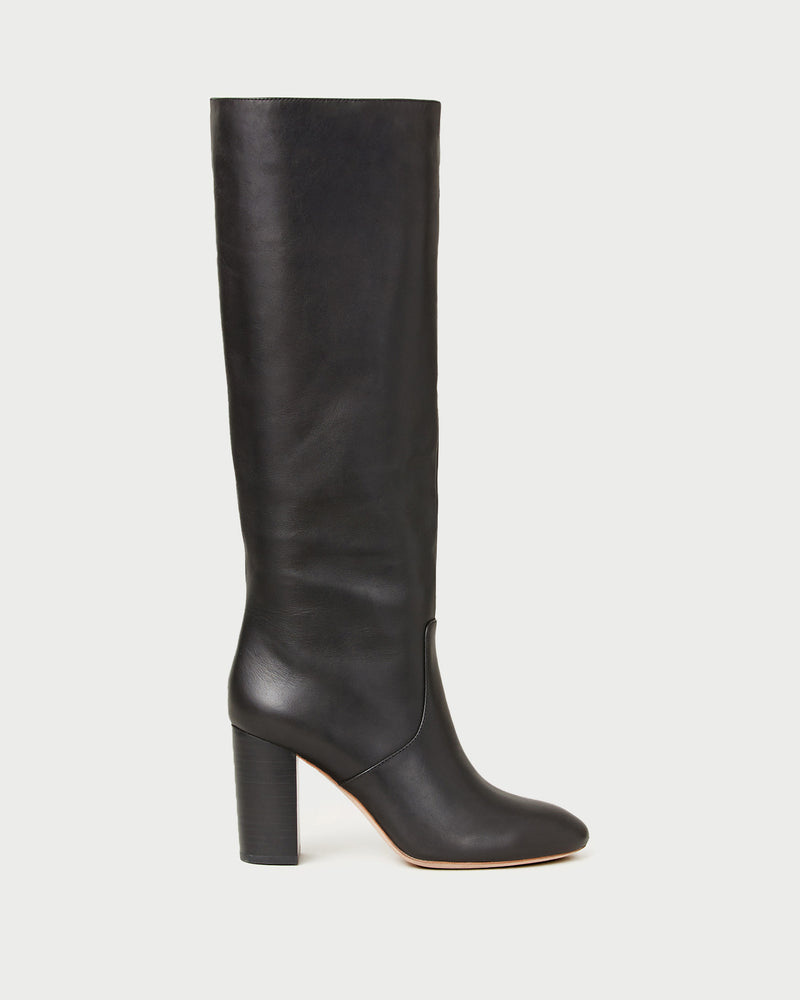 Goldy Black Leather Tall Boot in black leather.