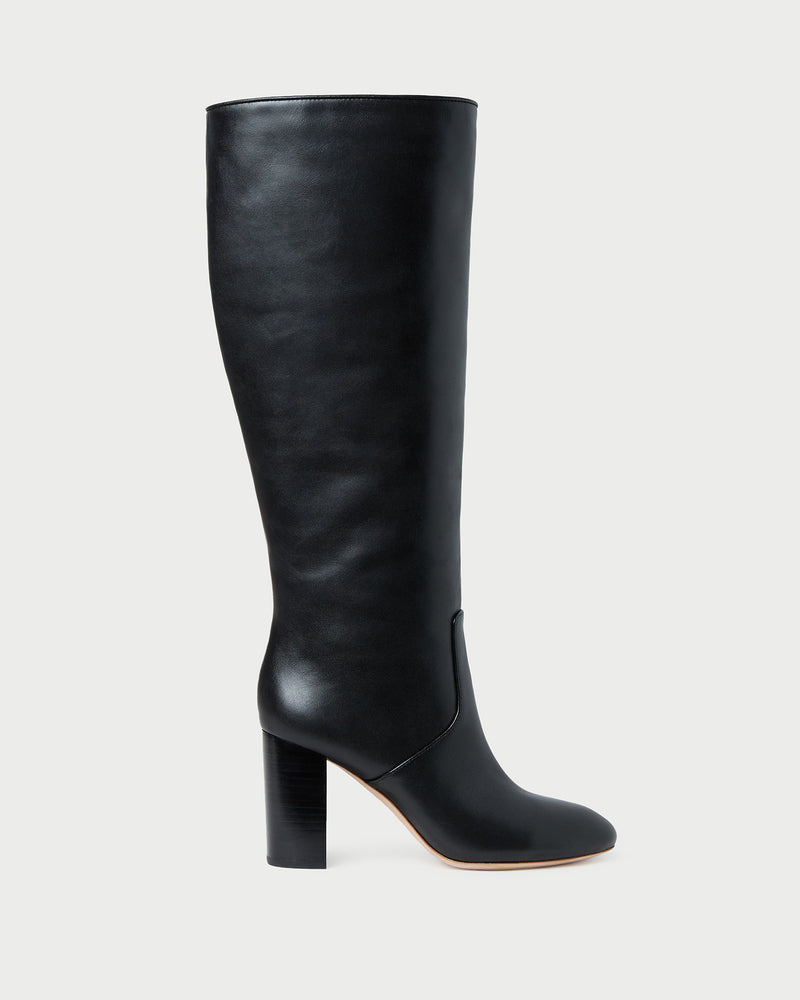 Goldy Black Wide-Calf Tall Boot in black leather.
