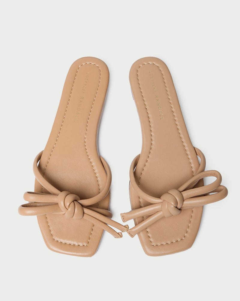 Hadley Dune Bow Sandal in beige nappa leather