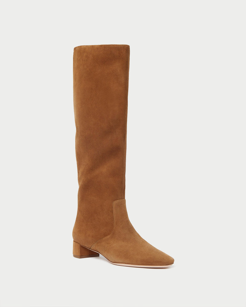 Indy Cacao Suede Tall Boot in cacao brown suede.