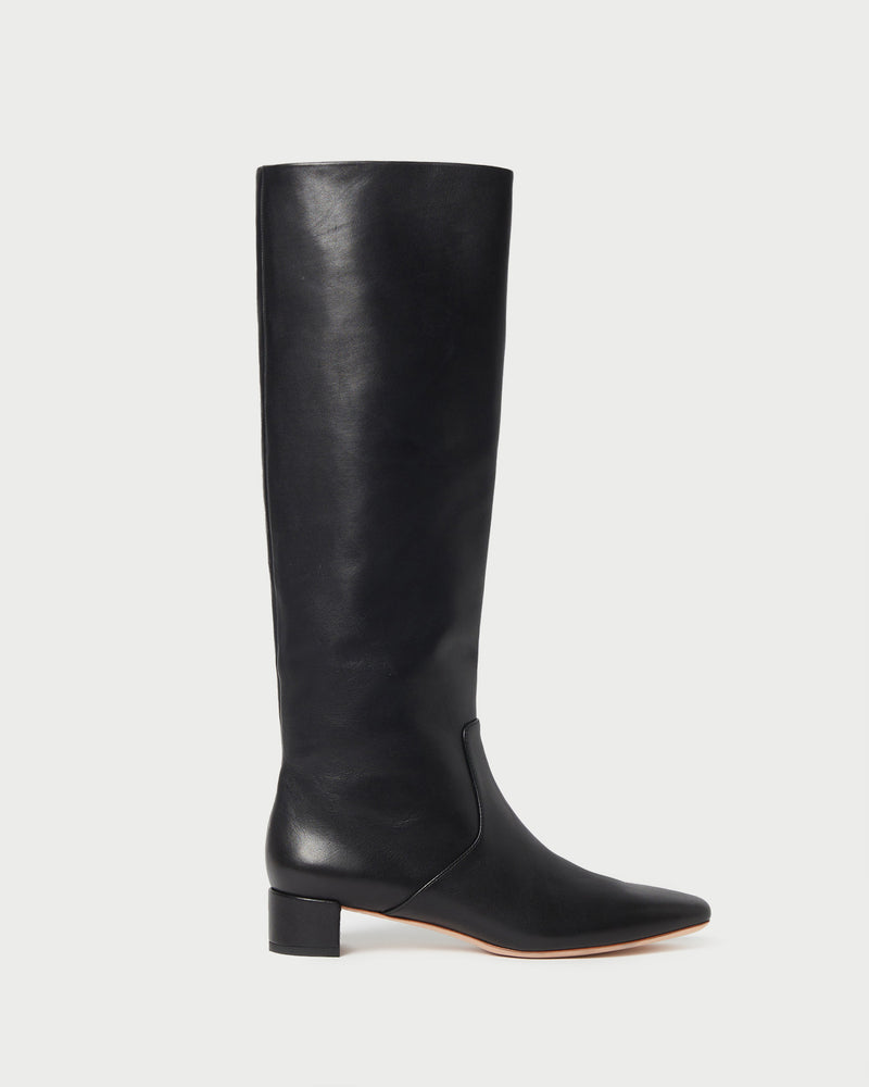 Indy Black Leather Tall Boot in black leather.
