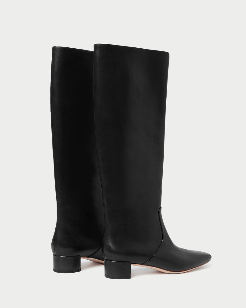 Indy Black Leather Tall Boot in black leather.