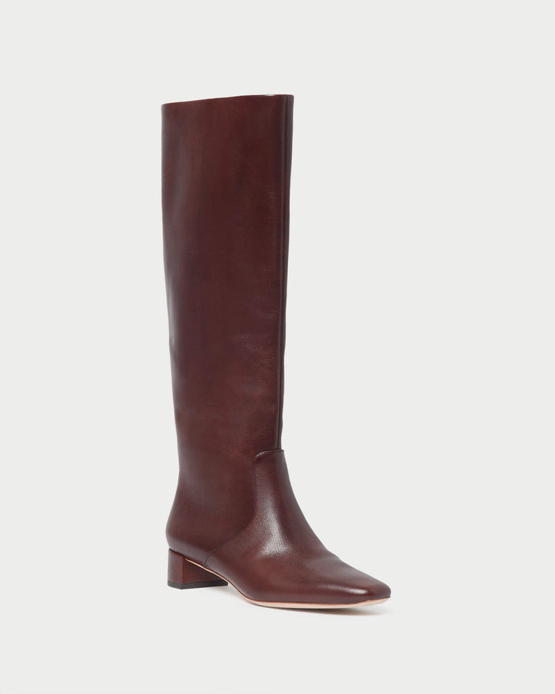 Indy Espresso Leather Tall Boot in espresso brown leather.