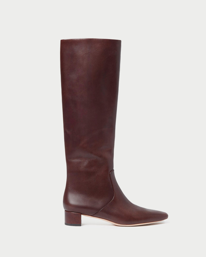 Indy Espresso Leather Tall Boot in espresso brown leather.