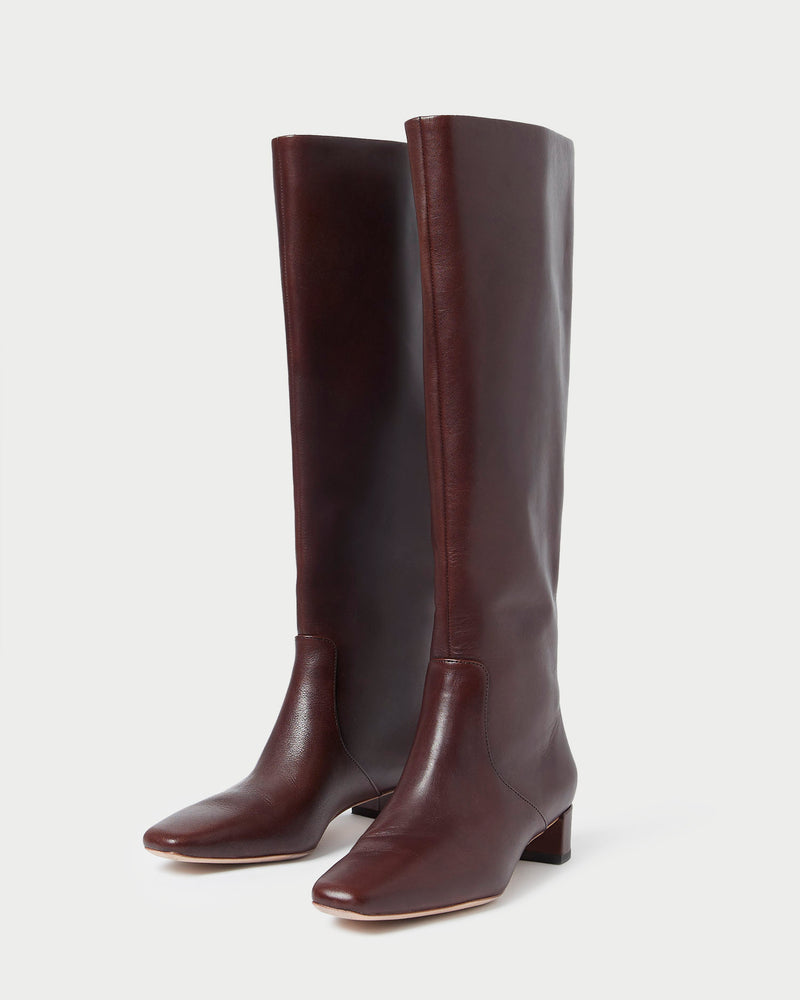 Indy Espresso Leather Tall Boot in espresso brown leather.