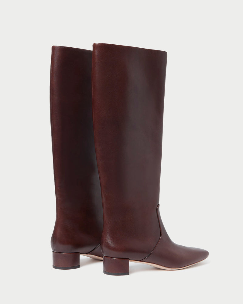 Indy Espresso Leather Tall Boot in espresso brown leather.