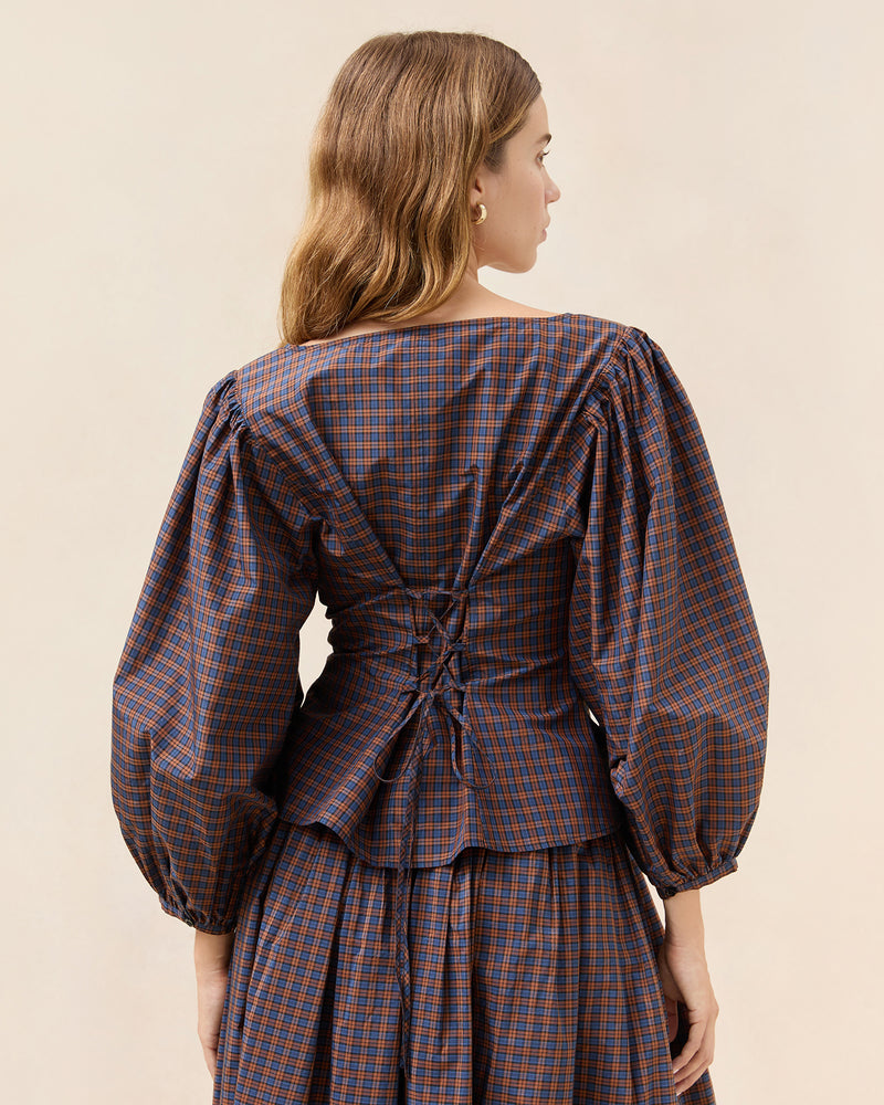 Color: Navy/Rust Plaid