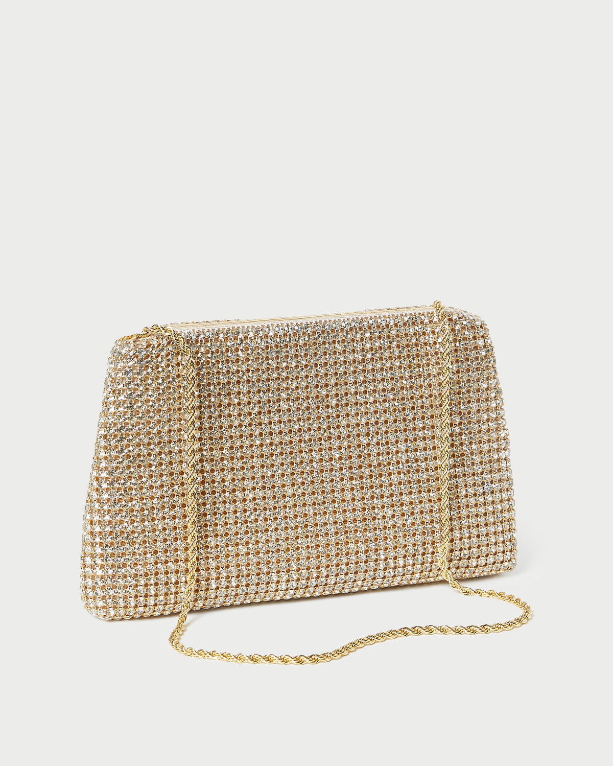 Jolene Gold Diamanté Bow Clutch in gold diamanté