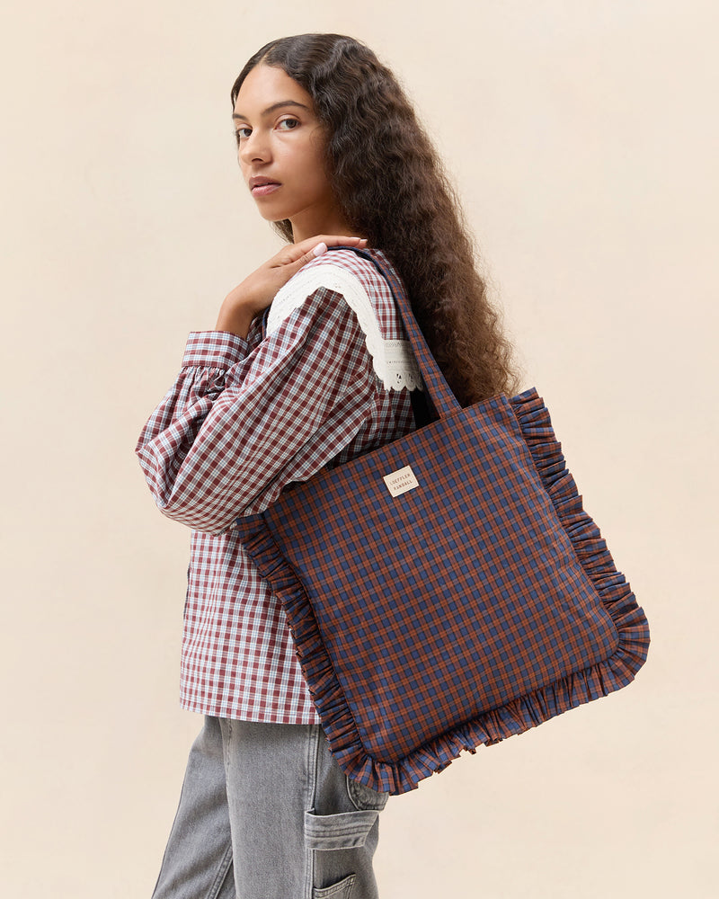 Color: Navy/Rust Plaid