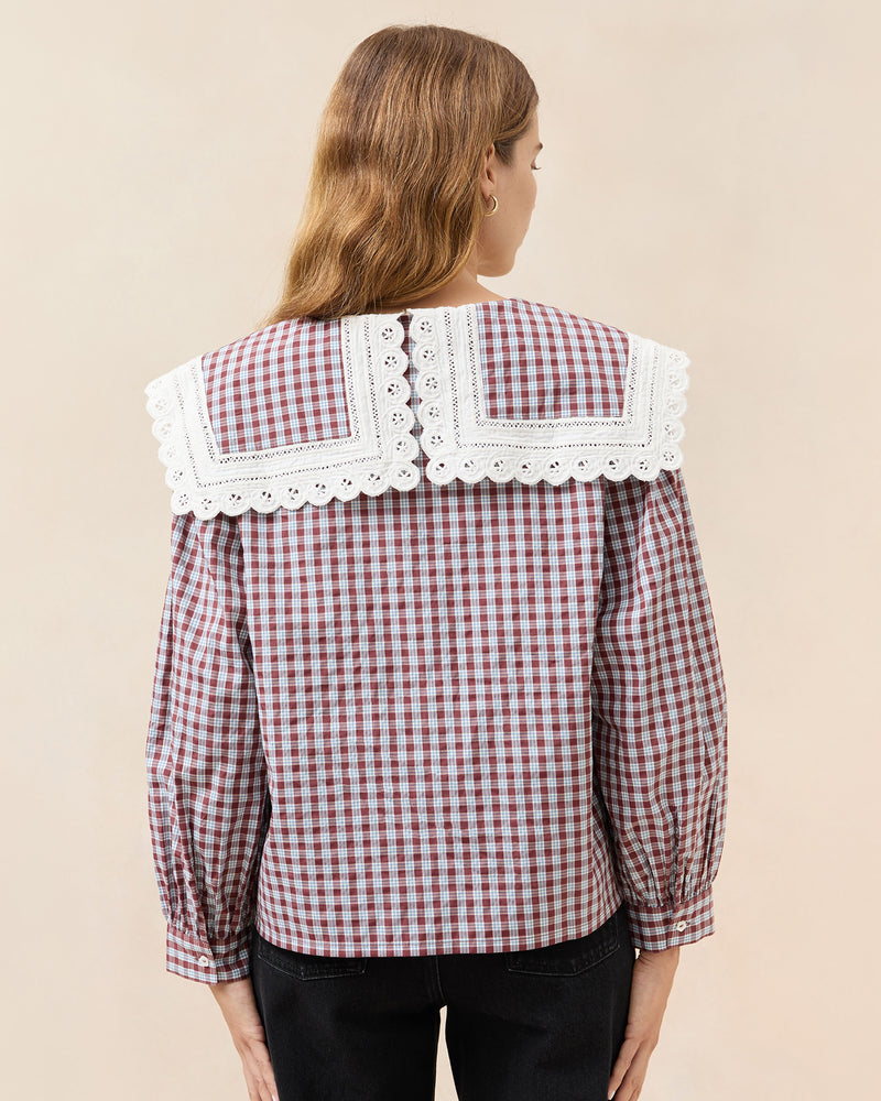 Color: Light Blue/Maroon Mini Plaid