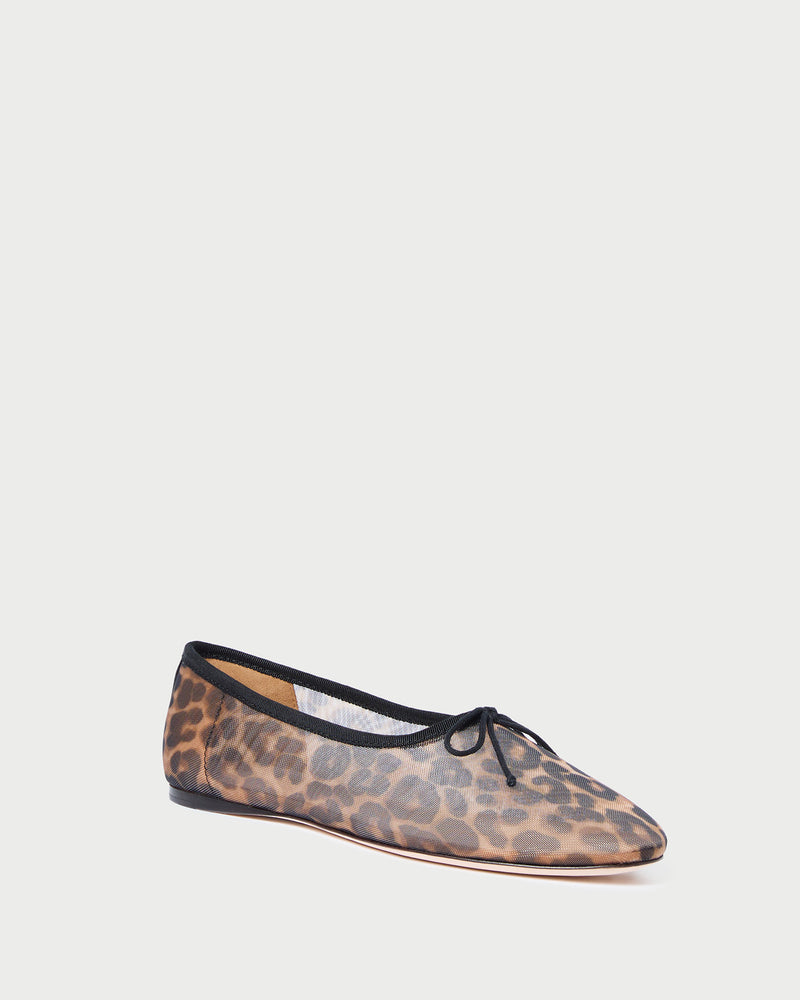 Landon Leopard Mesh Ballet Flat in leopard print mesh.