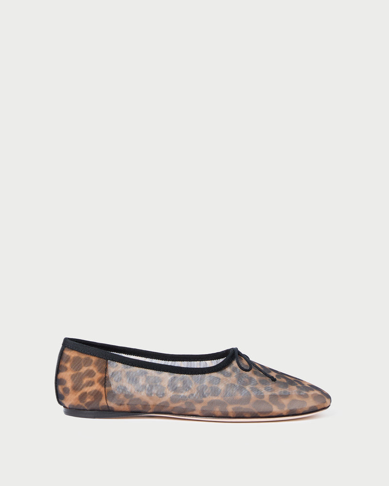 Landon Leopard Mesh Ballet Flat in leopard print mesh.