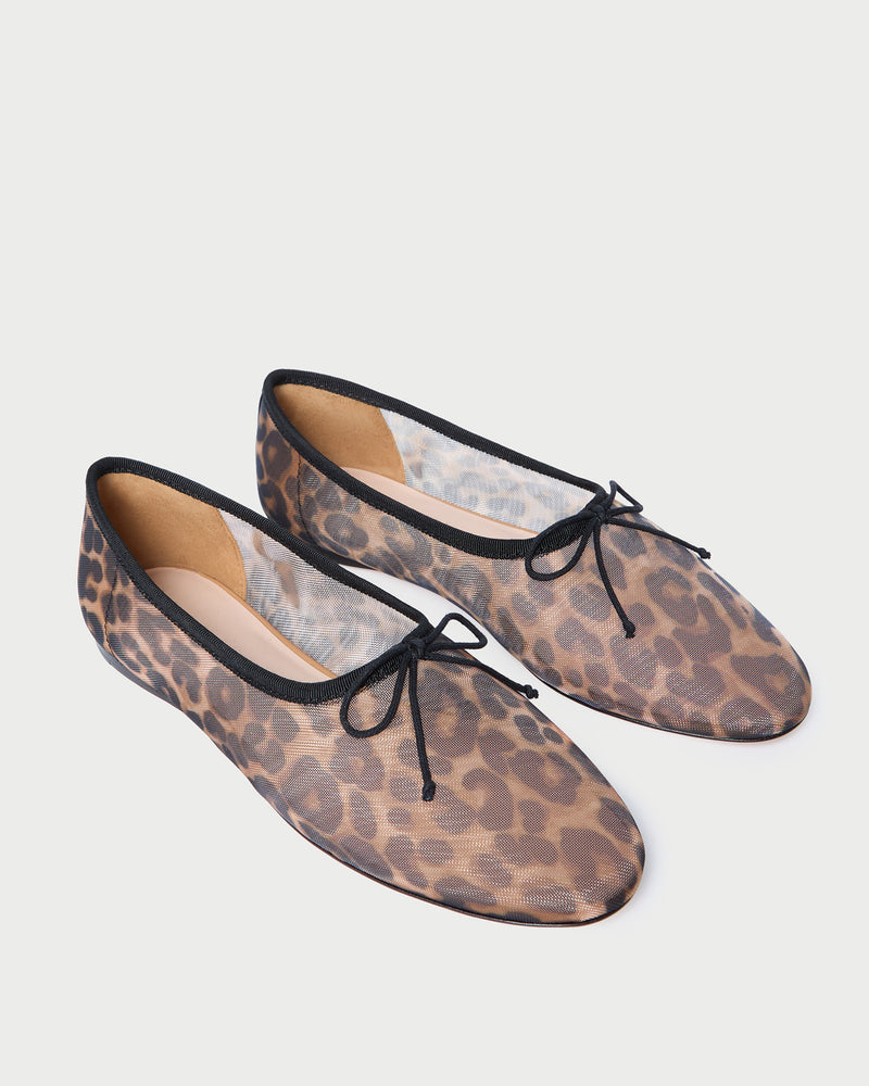 Landon Leopard Mesh Ballet Flat in leopard print mesh.