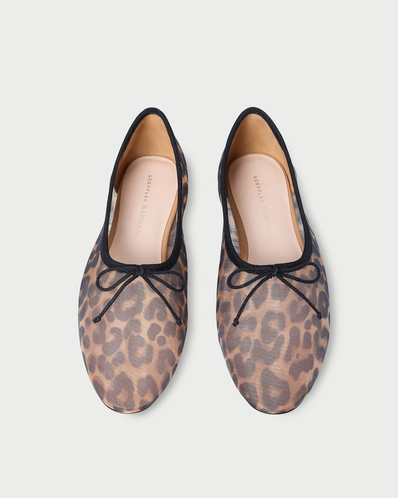 Landon Leopard Mesh Ballet Flat in leopard print mesh.
