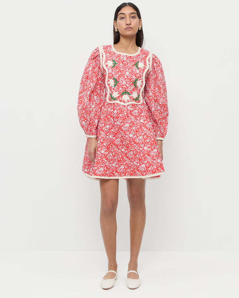 Color: Red Rosette Floral
