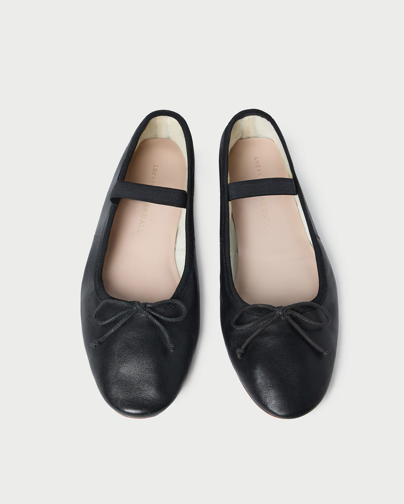 Leonie Black Leather Ballet Flat in black leather.
