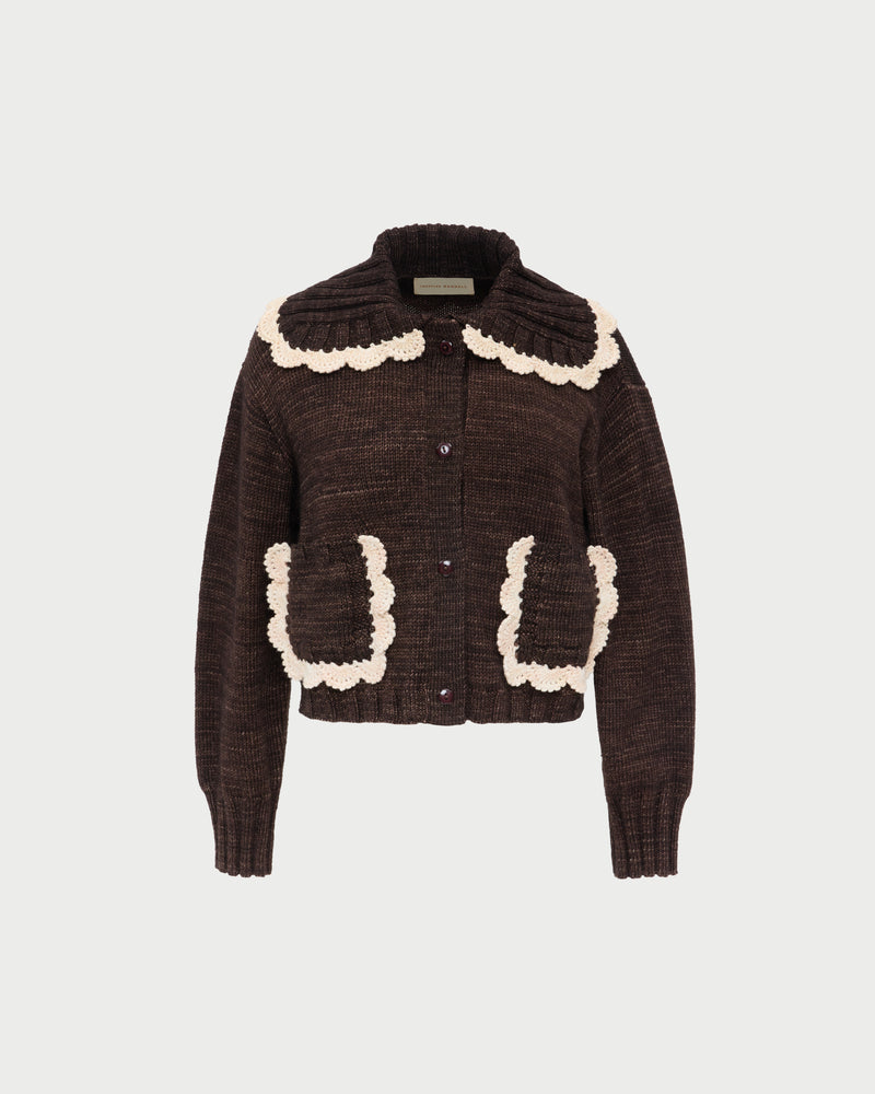 Lo Cardigan in brown and cream wool.