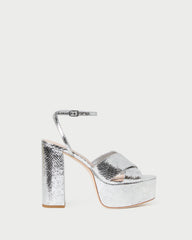 Loretta Silver Snake Platform Sandal | Heeled Sandals