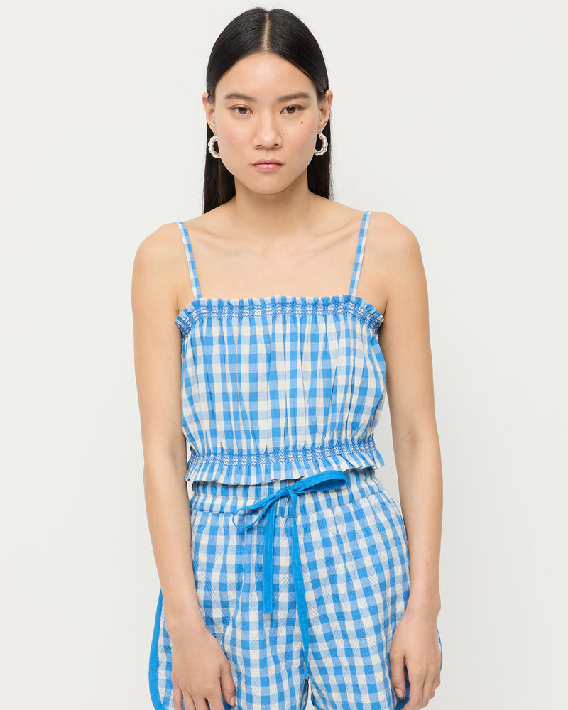 Color: Blue/Cream Gingham