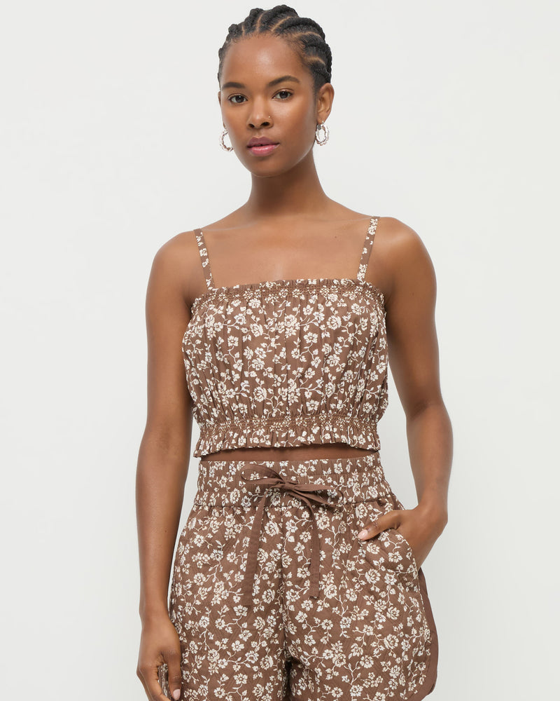 Color: Brown/Cream Floral