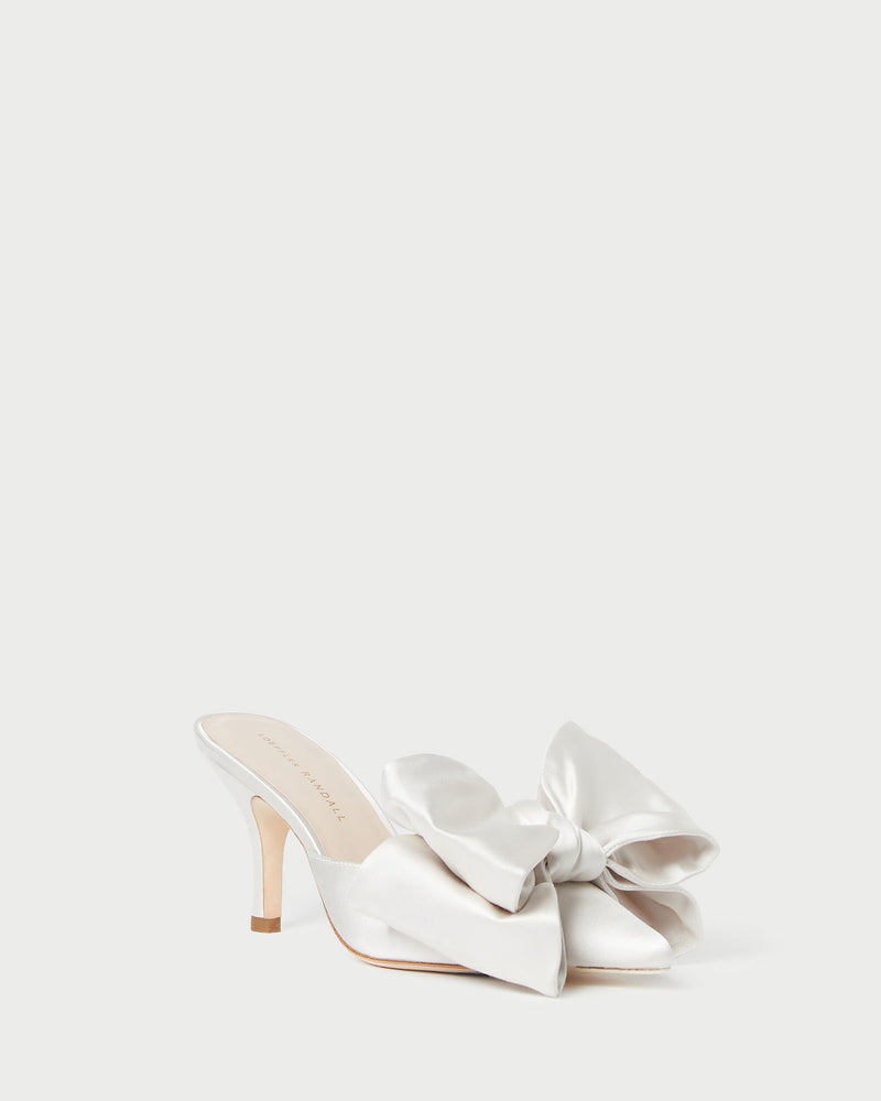 Margot Cream Satin Bow Mule in cream satin