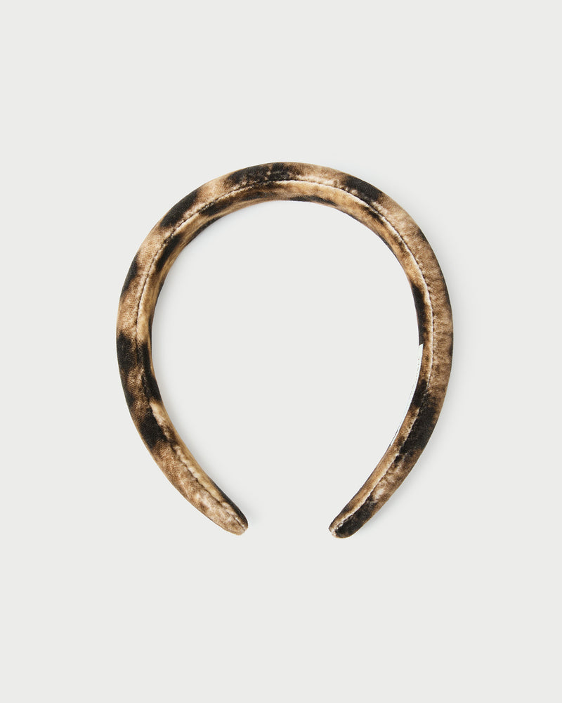 Marina Leopard Puffy Headband in leopard velvet.