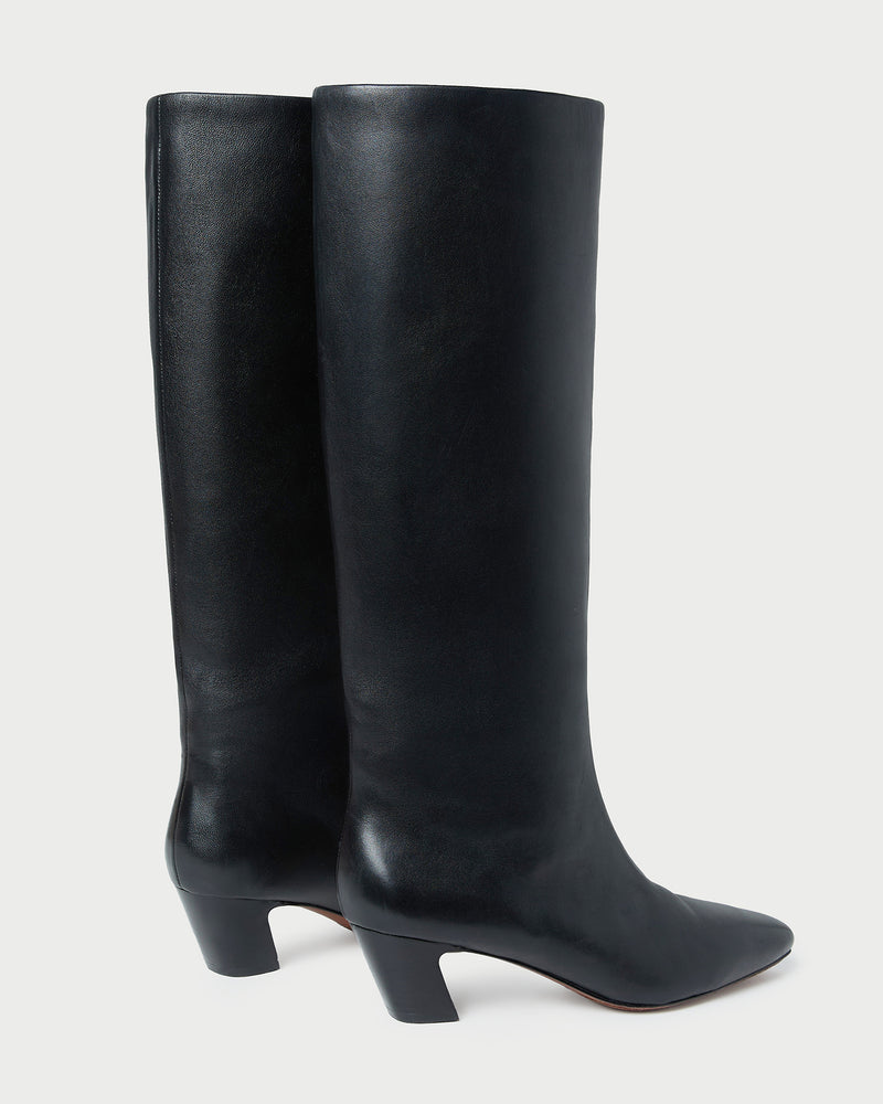 Marley Black Leather Tall Boot in black leather.