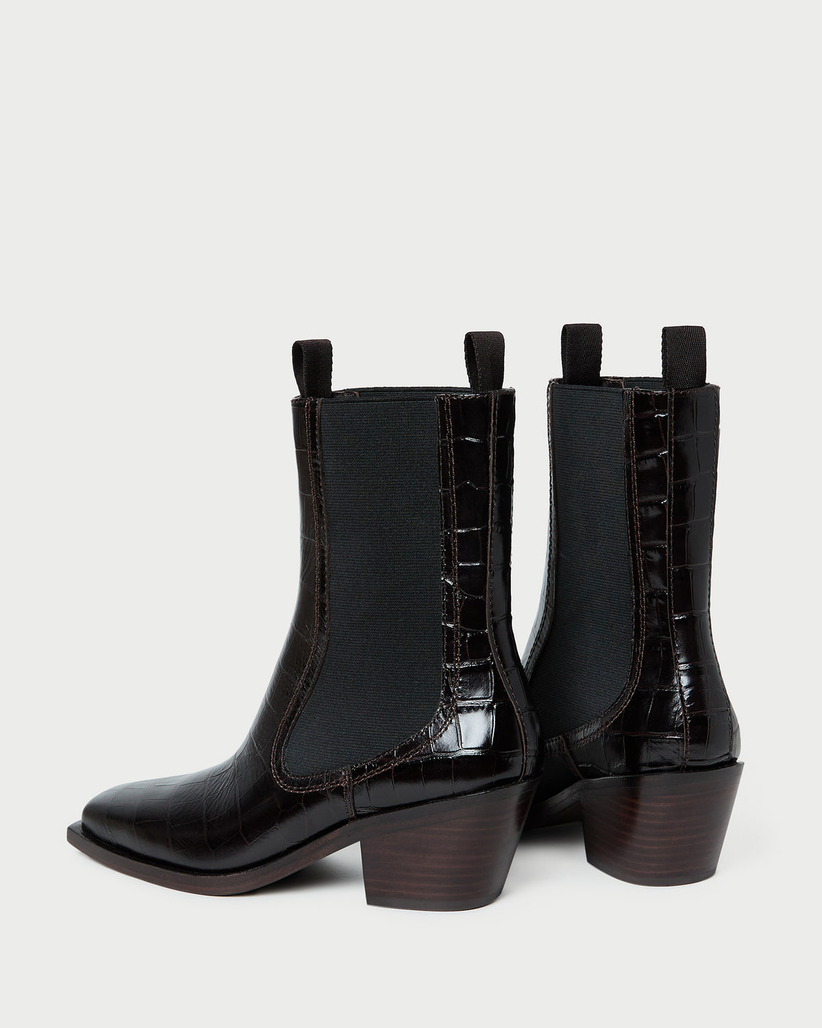 Nat Crocodile Leather Ankle Boot in crocodile black leather.