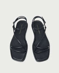 Noor Black Leather Flat Sandal | Flat Sandals | Footwear
