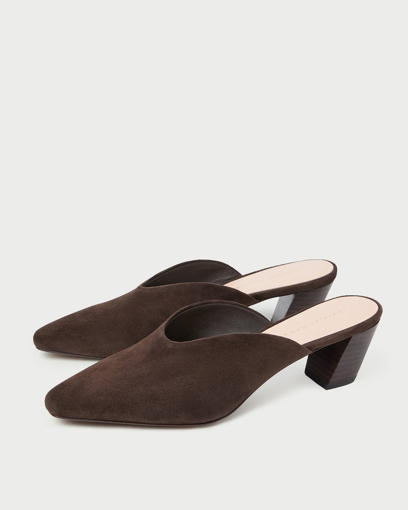 Perry Brown Suede Mule in brown suede.