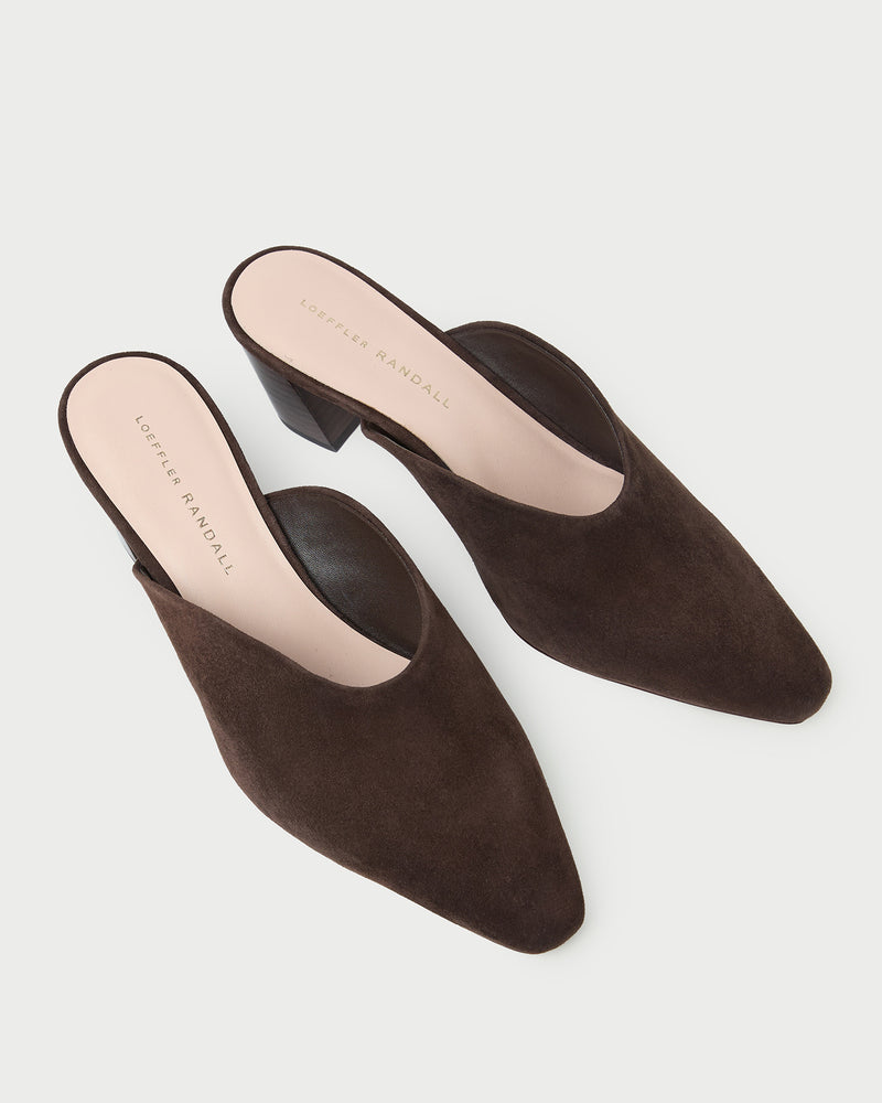 Perry Brown Suede Mule in brown suede.