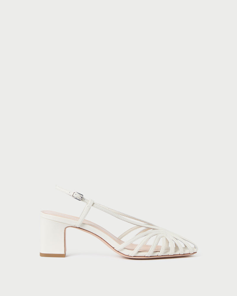 Priscilla Cream Heeled Sandal in cream leather