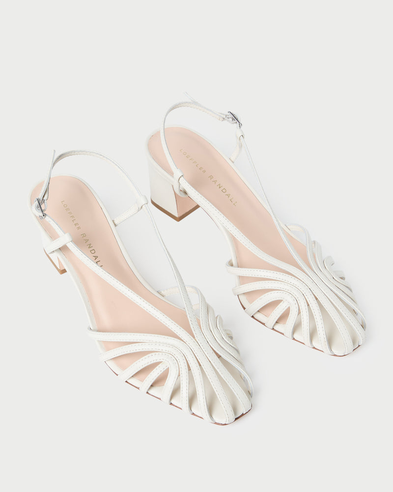 Priscilla Cream Heeled Sandal in cream leather